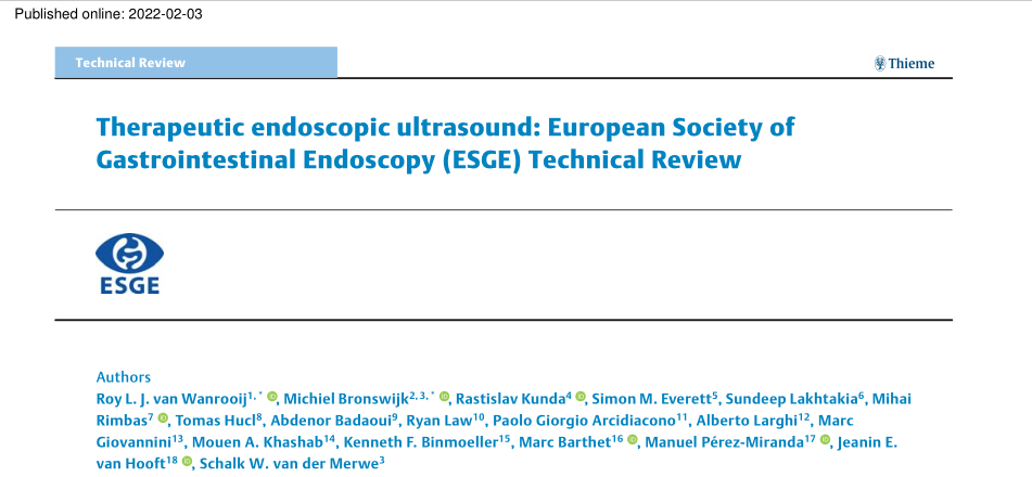 指南·共识 | ESGE最新发布！治疗性超声内镜技术综述（2022）